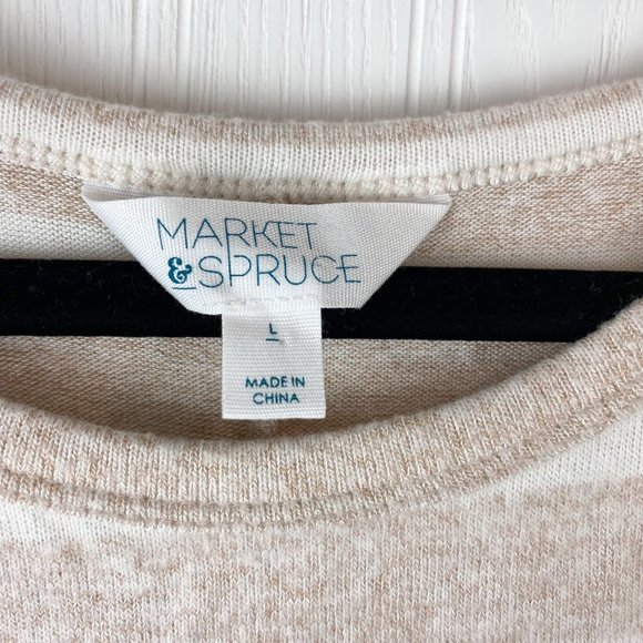 Market & Spruce Tan and White stripe top size Large - Picture 3 of 6